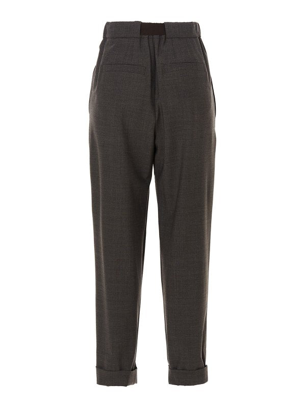 BRUNELLO CUCINELLI WOMEN'S DARK GREY WOOL TROUSERS