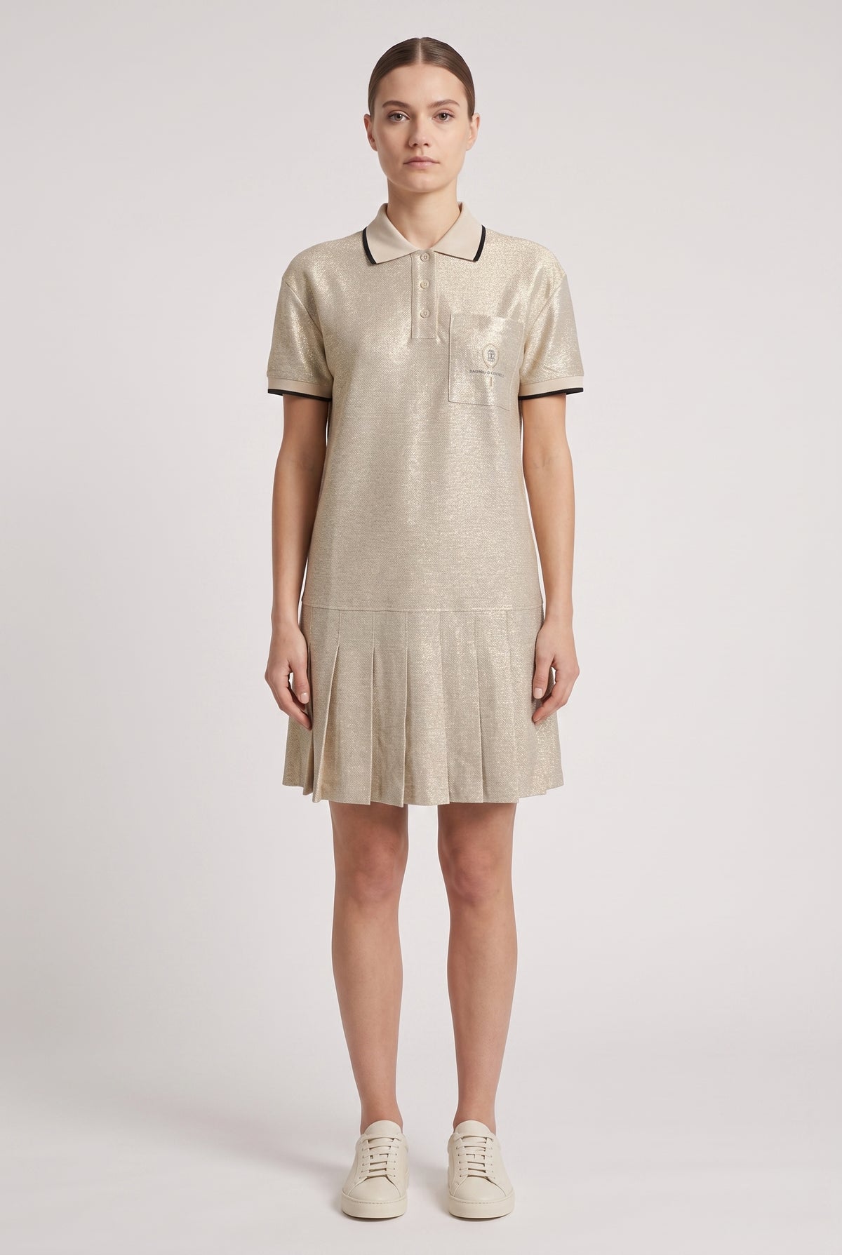 BRUNELLO CUCINELLI WOMEN'S LIGHT GOLD LINEN BLEND DRESS NWT
