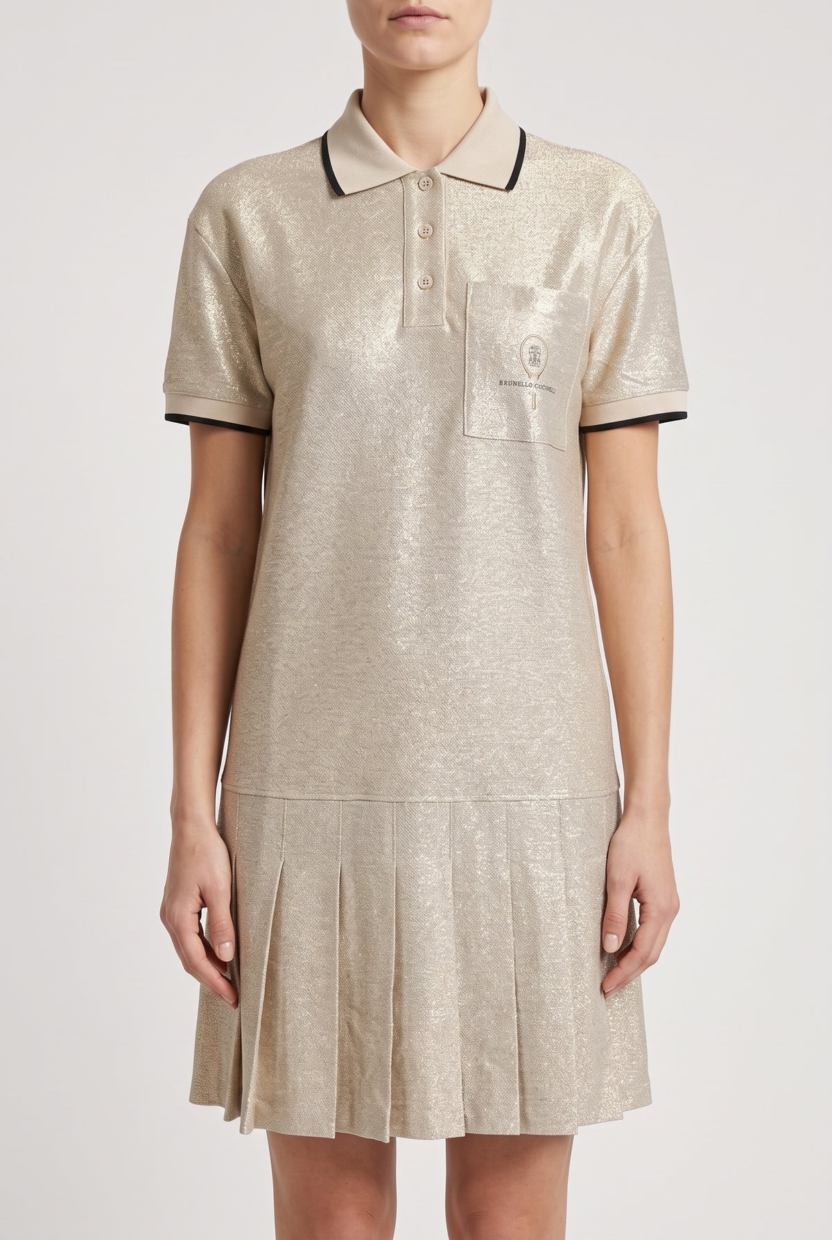 BRUNELLO CUCINELLI WOMEN'S LIGHT GOLD LINEN BLEND DRESS NWT