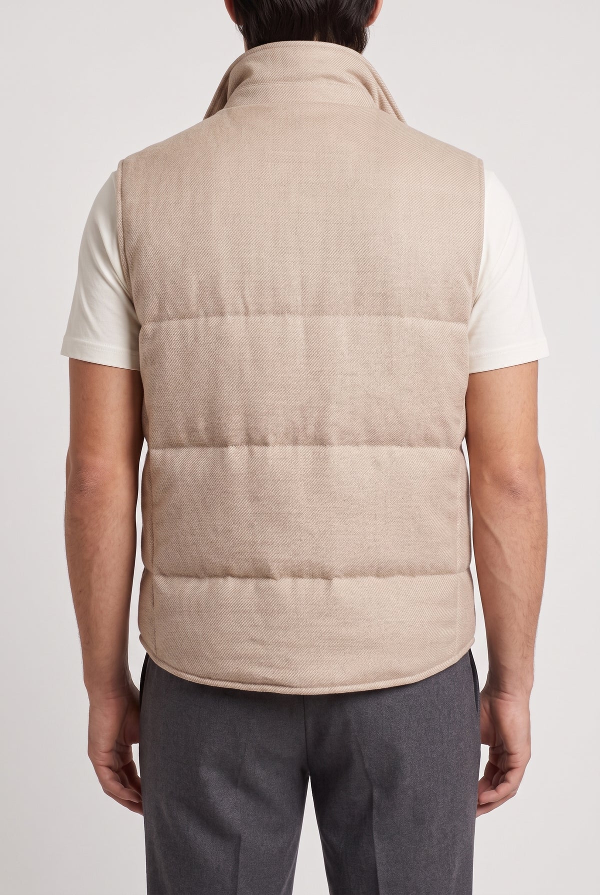 BRUNELLO CUCINELLI MEN'S BEIGE WOOL BLEND VEST