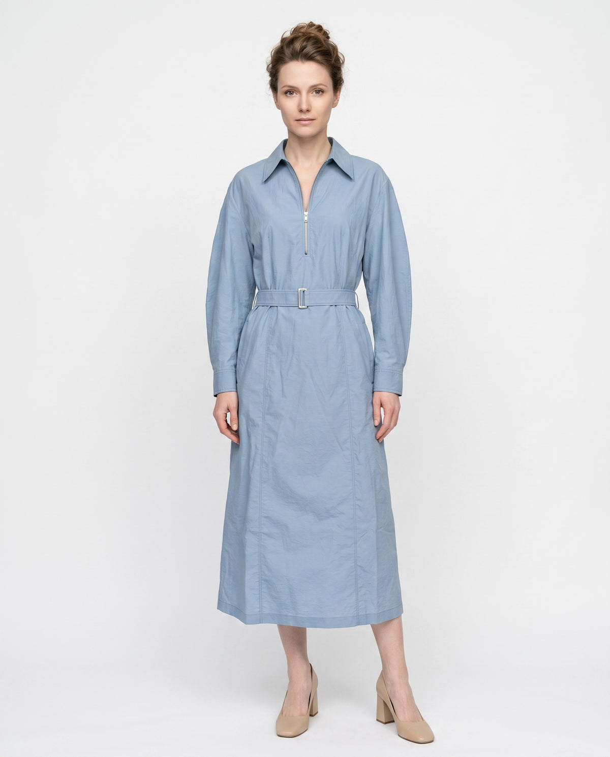 BRUNELLO CUCINELLI WOMEN'S LIGHT BLUE COTTON DRESS