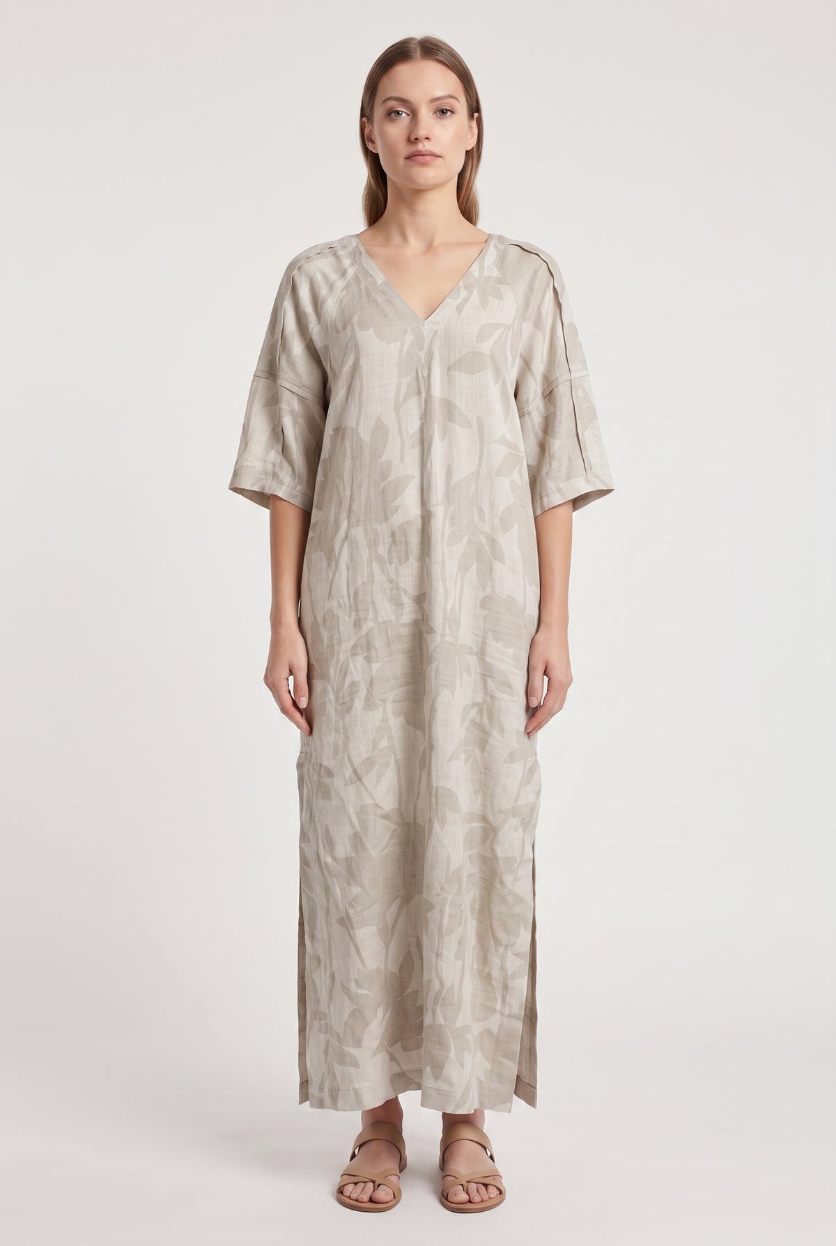 BRUNELLO CUCINELLI WOMEN'S NATURAL LINEN RELAXED DRESS