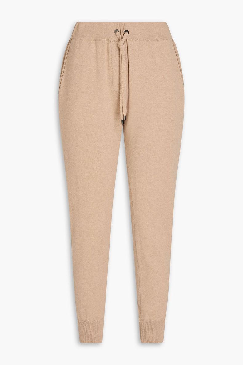 BRUNELLO CUCINELLI WOMEN'S LIGHT BROWN WOOL JOGGER TROUSERS