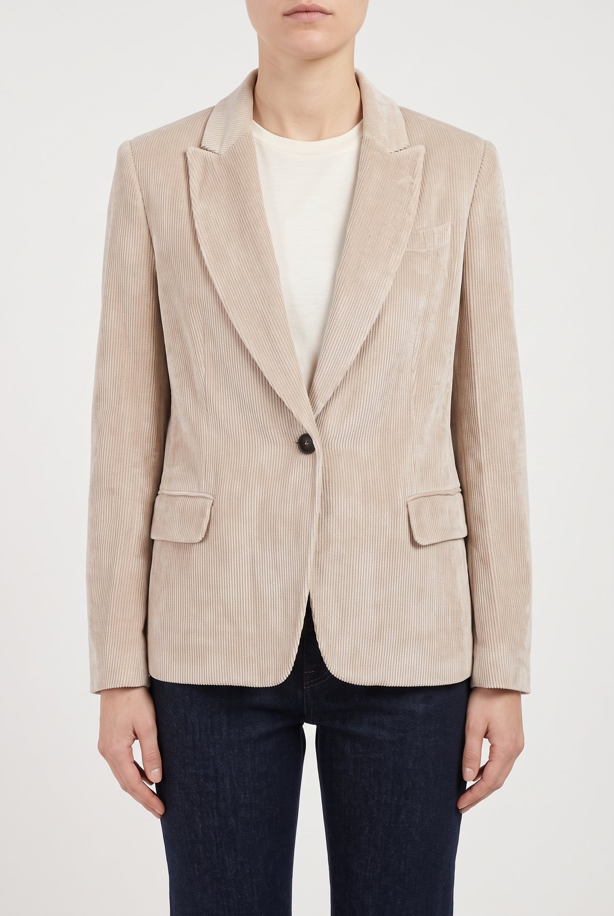 BRUNELLO CUCINELLI WOMEN'S BEIGE CASUAL CORDUROY JACKET