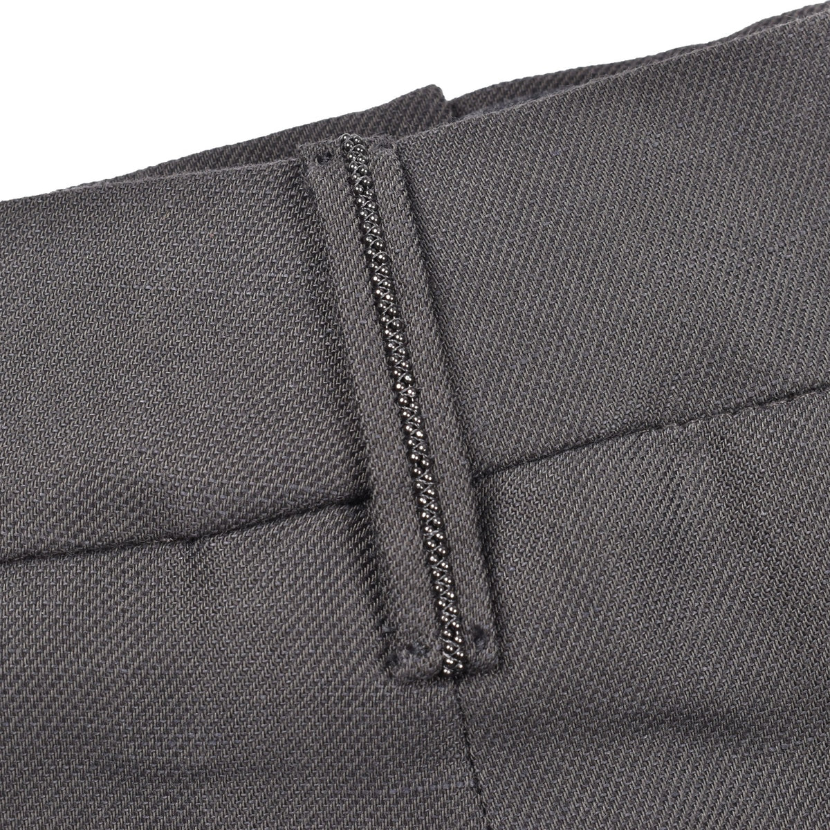 BRUNELLO CUCINELLI WOMEN'S DARK GREY LINEN BLEND TROUSERS