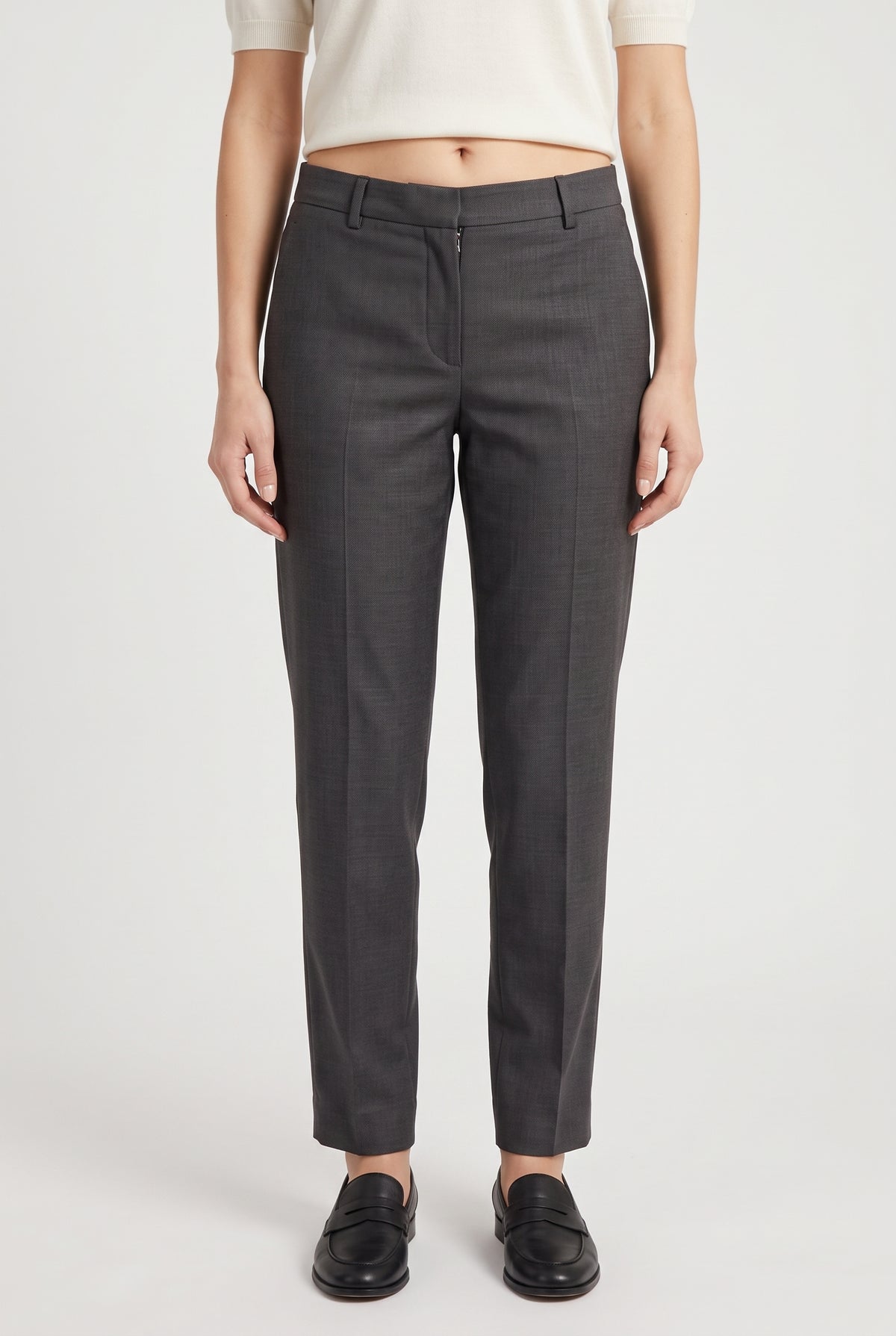 BRUNELLO CUCINELLI WOMEN'S DARK GREY LINEN BLEND TROUSERS