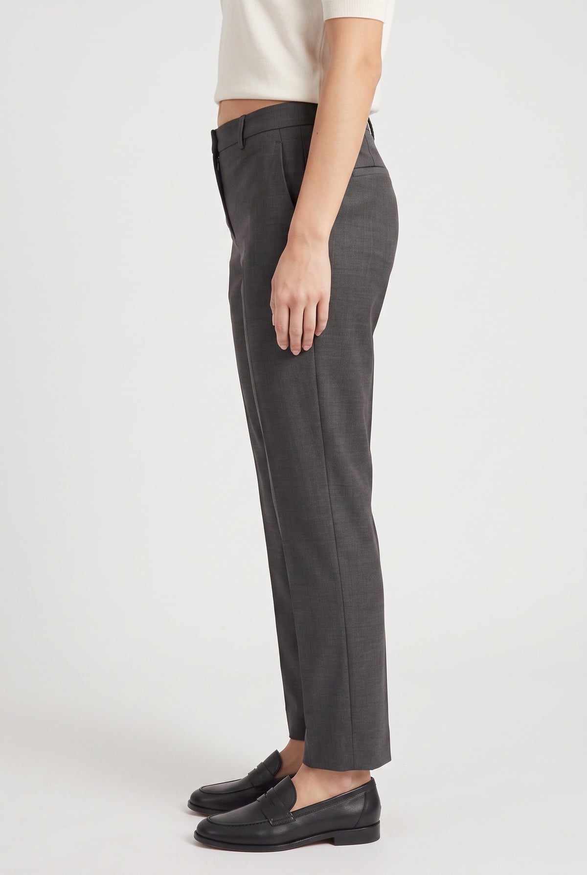 BRUNELLO CUCINELLI WOMEN'S DARK GREY LINEN BLEND TROUSERS