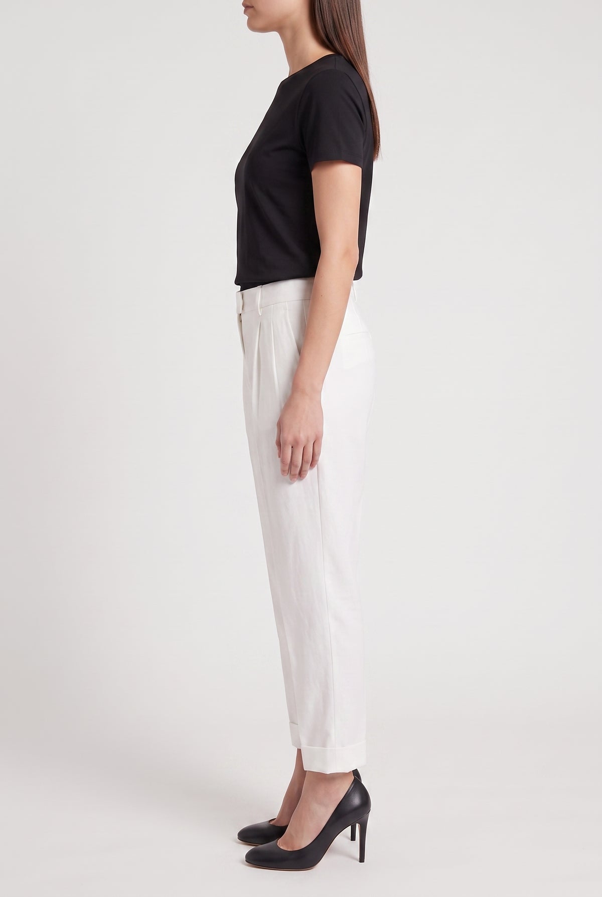 BRUNELLO CUCINELLI WOMEN'S WHITE LINEN BLEND TROUSERS