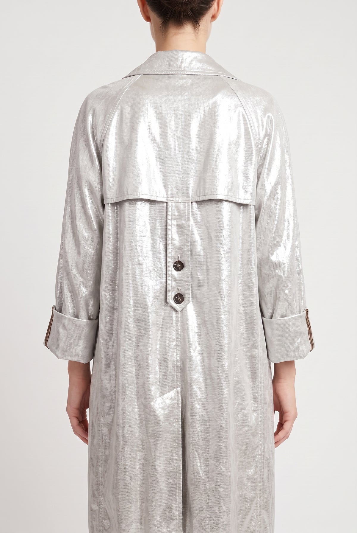 BRUNELLO CUCINELLI WOMEN'S LIGHT SILVER LONG COAT