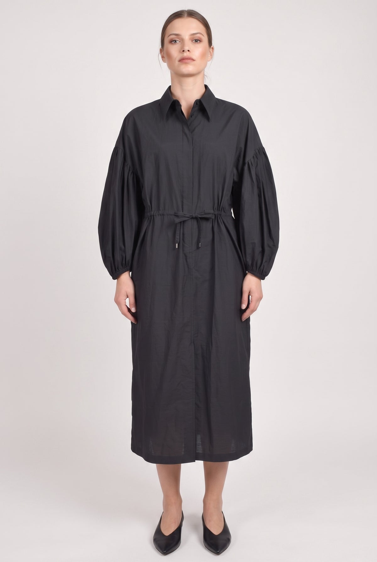 BRUNELLO CUCINELLI WOMEN'S DARK GREY COTTON SHIRT DRESS