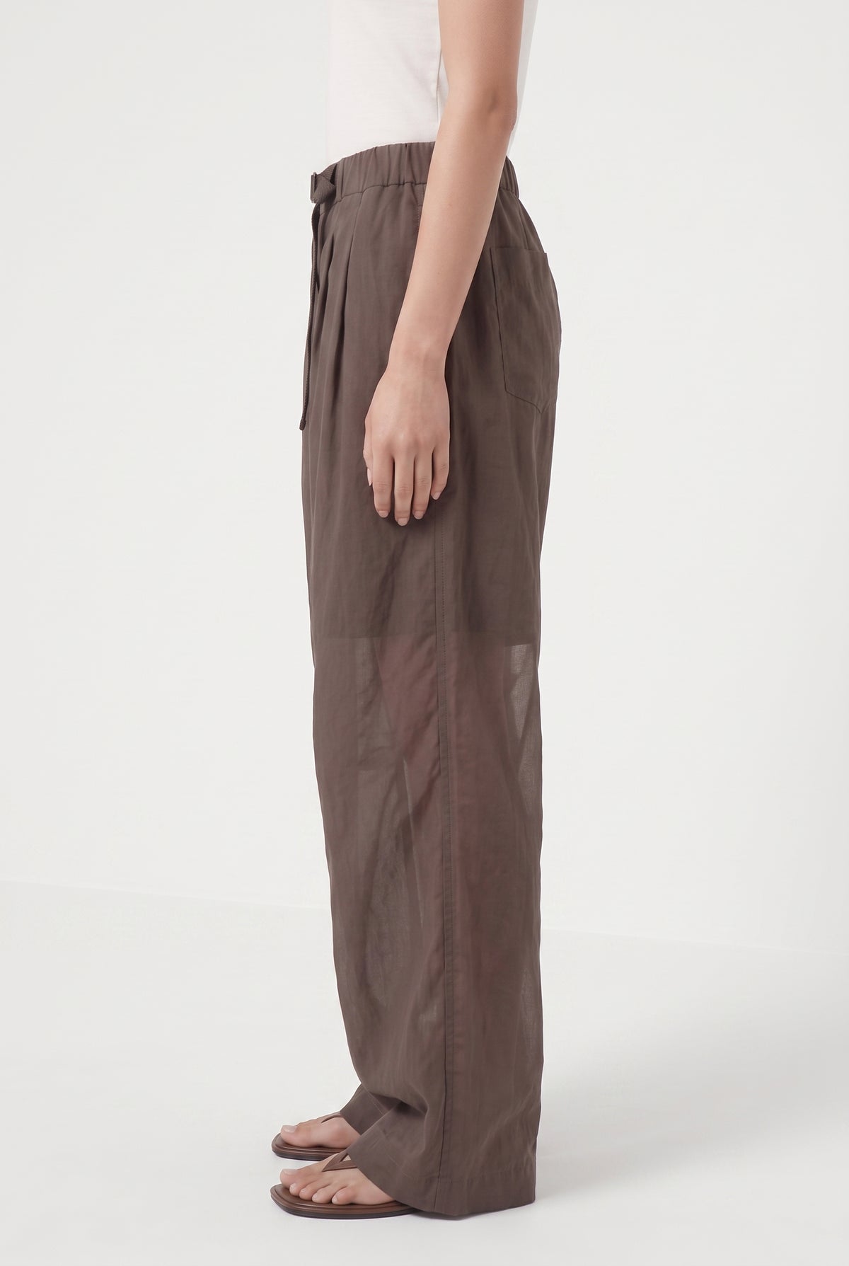 BRUNELLO CUCINELLI WOMEN'S BROWN WIDE LEG TROUSERS