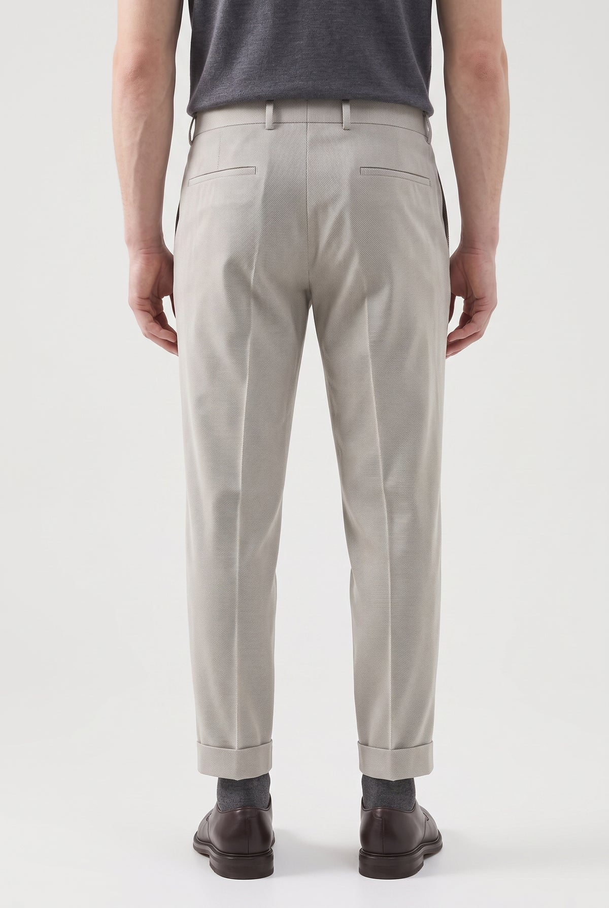 BRUNELLO CUCINELLI MEN'S LIGHT BEIGE TAILORED TROUSERS
