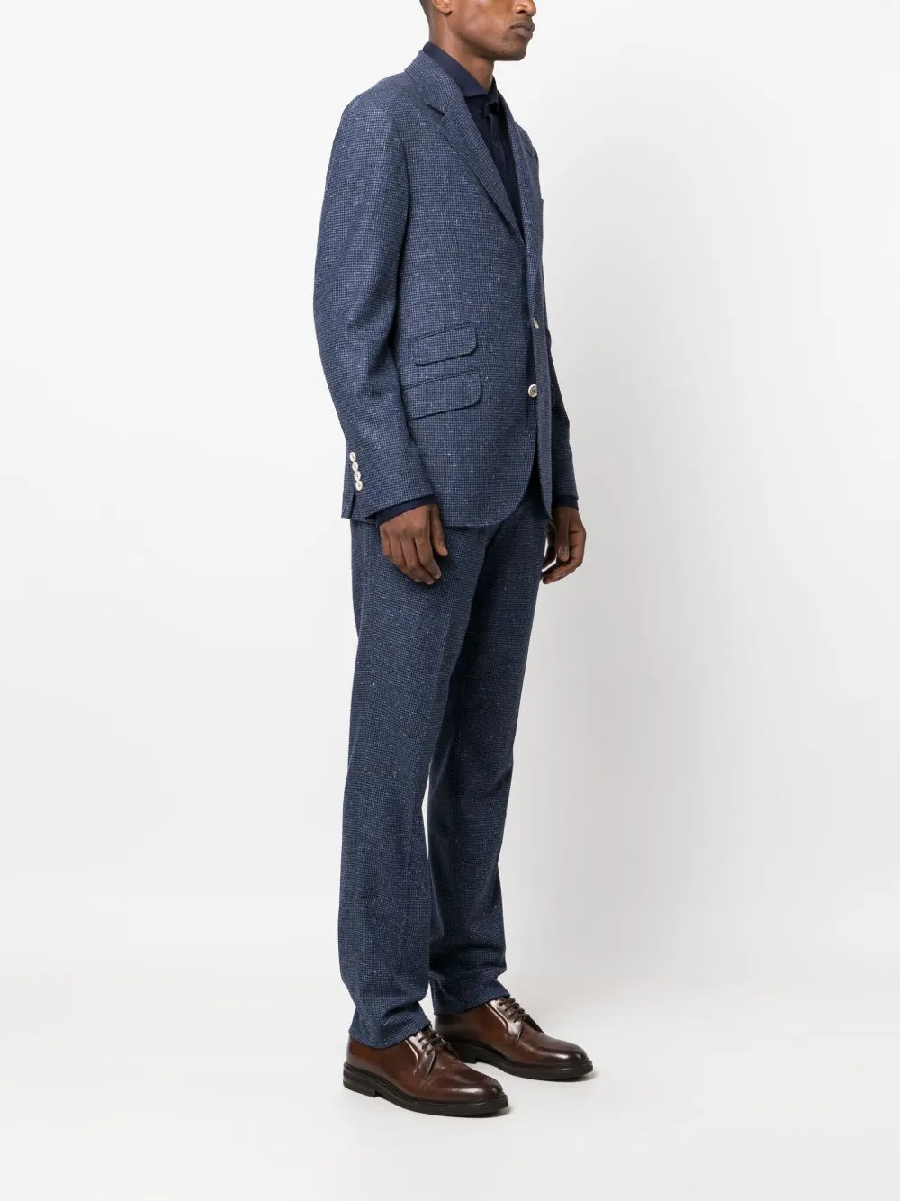 BRUNELLO CUCINELLI MEN'S BLUE WOOL TAILORED SUIT