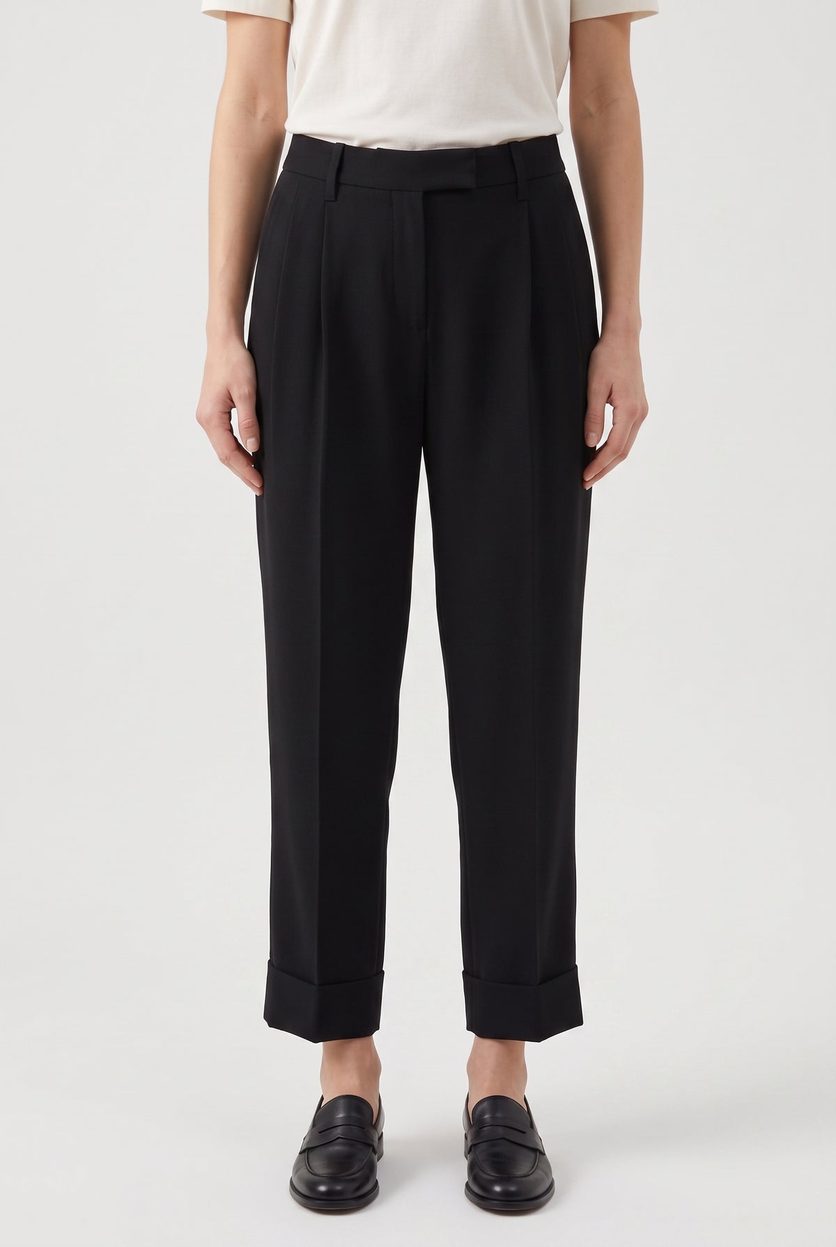 BRUNELLO CUCINELLI WOMEN'S BLACK ACETATE SILK BLEND TAPERED PANTS NWT
