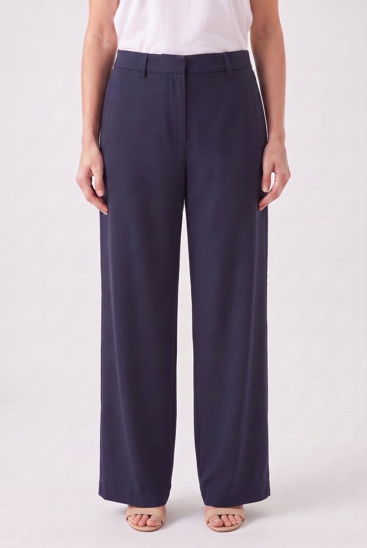 BRUNELLO CUCINELLI WOMEN'S NAVY COTTON WIDE TROUSERS