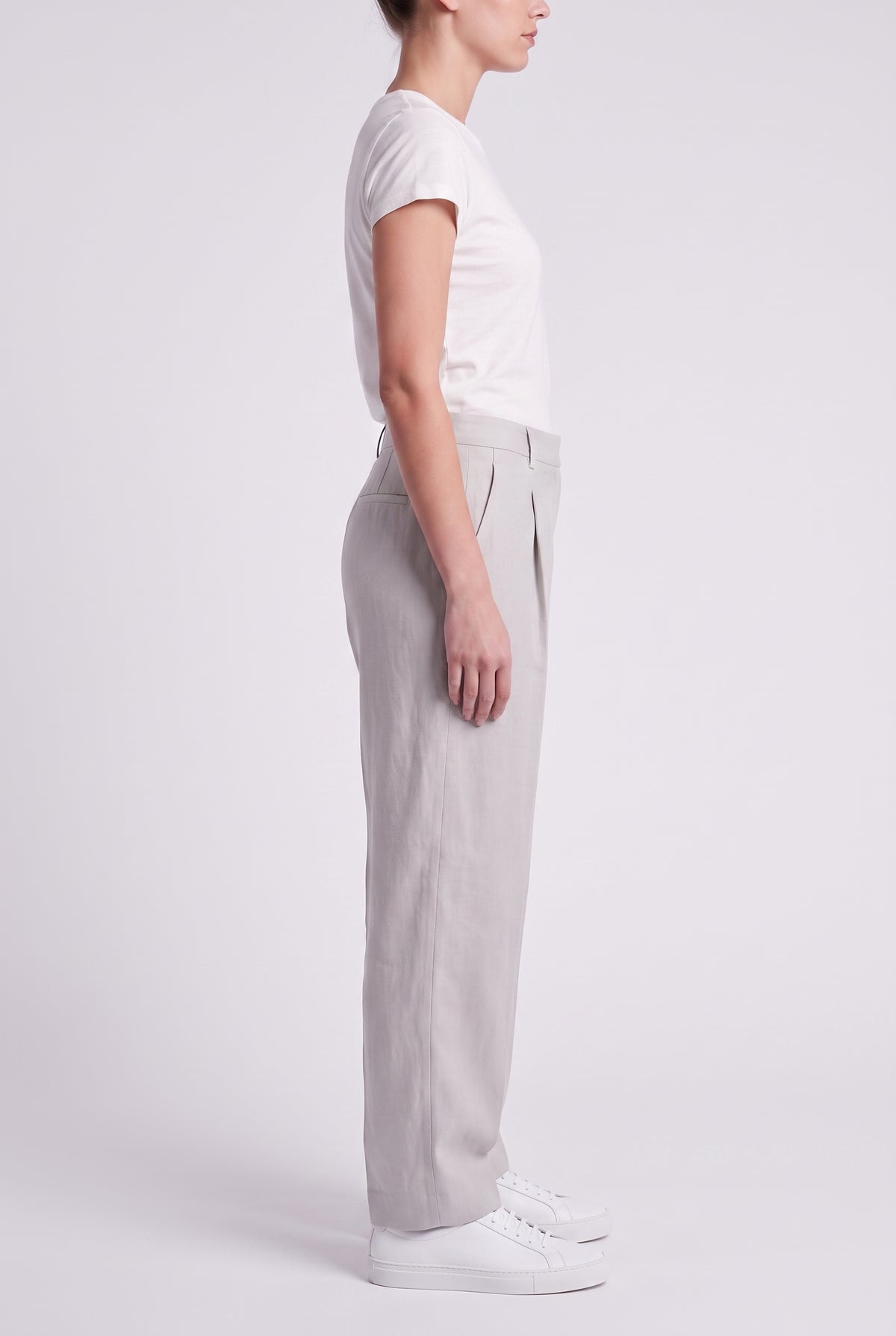 BRUNELLO CUCINELLI WOMEN'S LIGHT GREY LINEN TROUSERS MSRP NWT