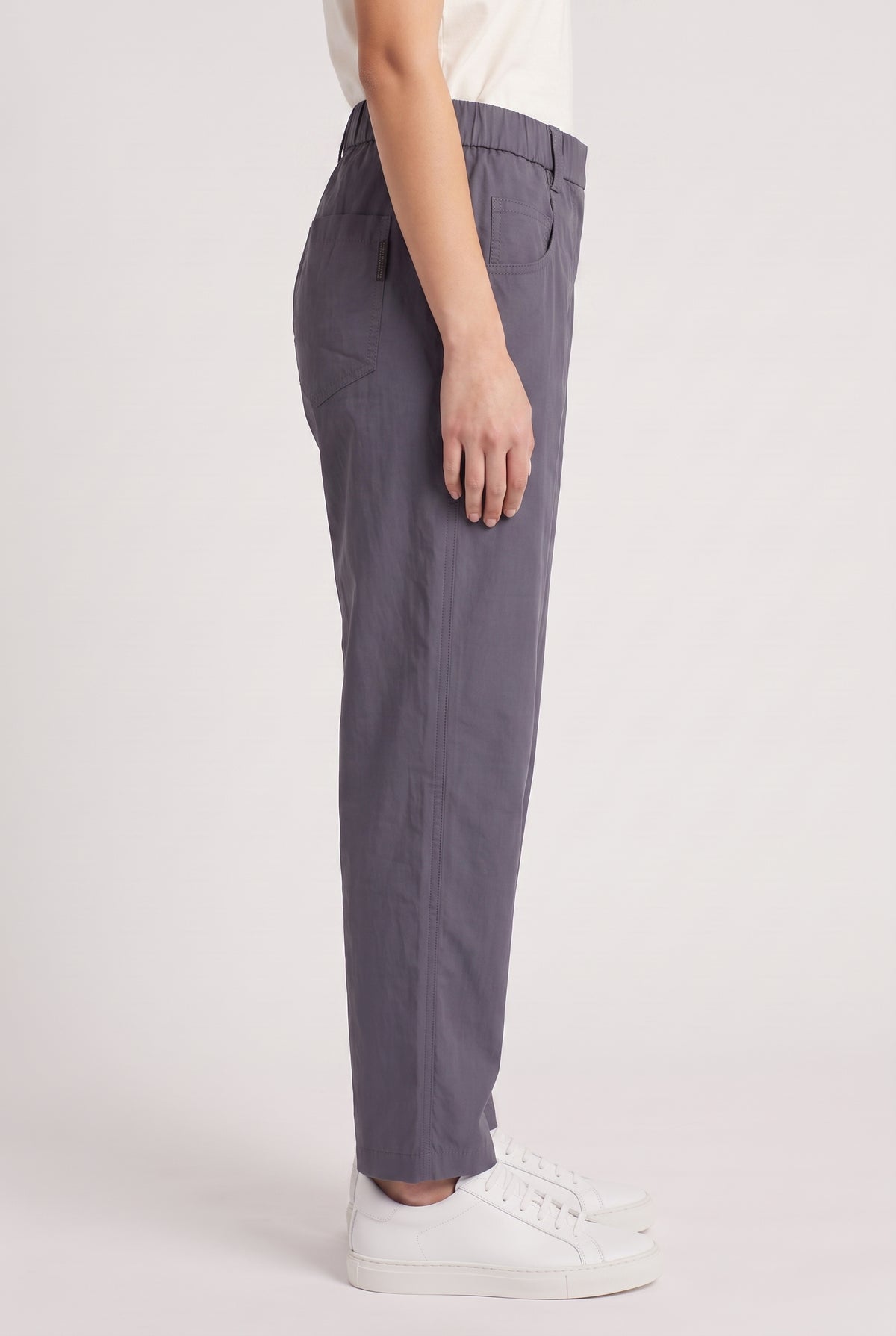 BRUNELLO CUCINELLI WOMEN'S DARK BLUE COTTON TROUSERS