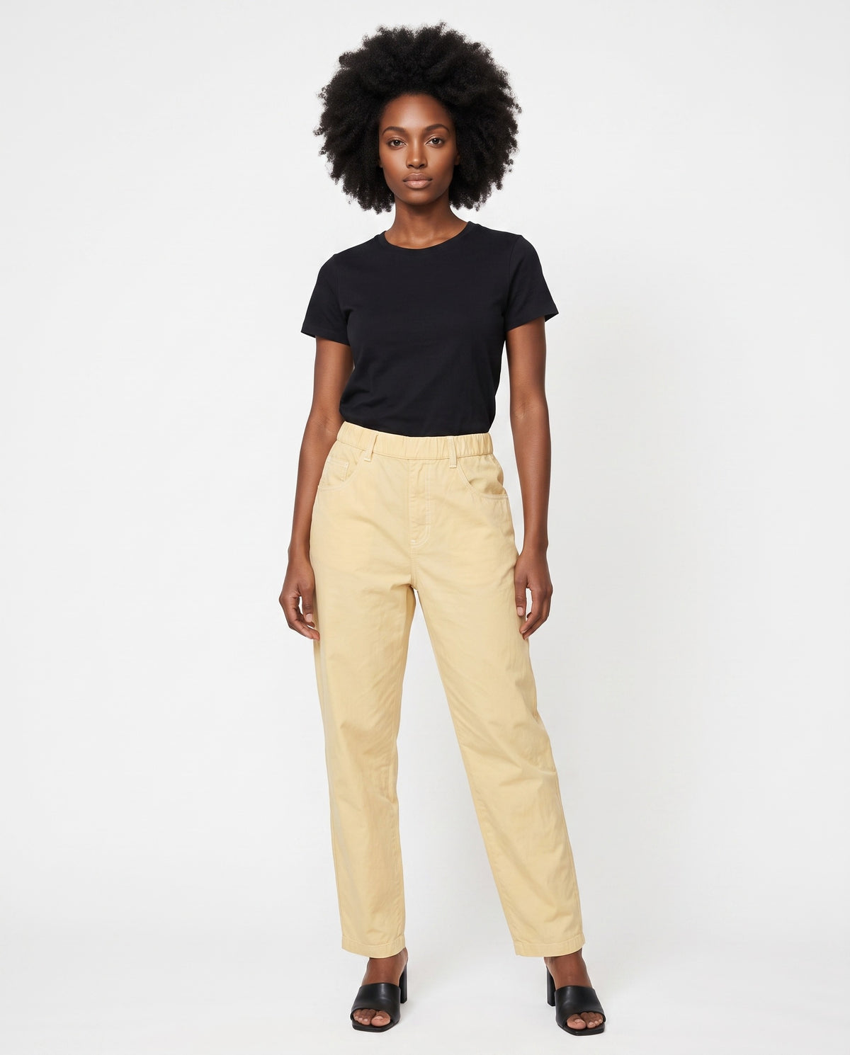 BRUNELLO CUCINELLI WOMEN'S LIGHT YELLOW COTTON TROUSERS