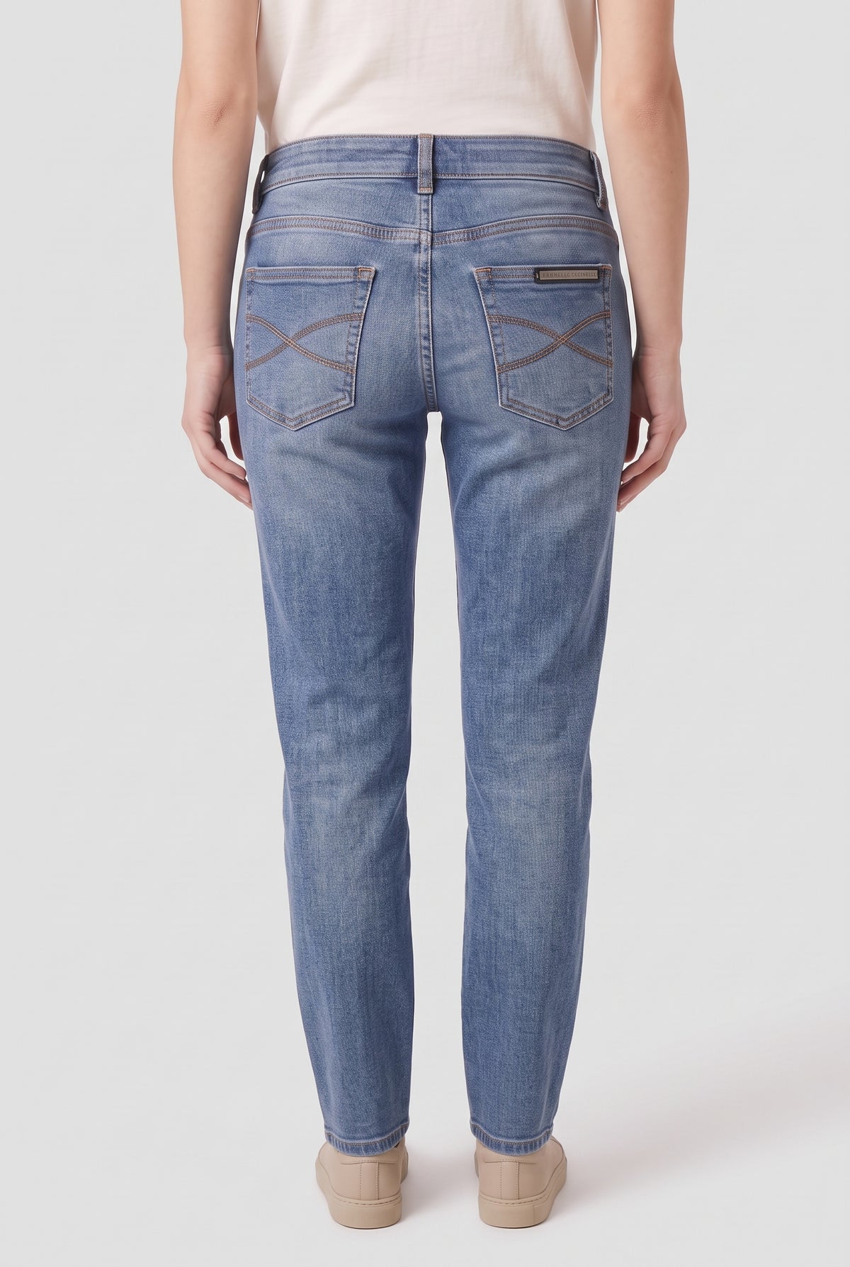BRUNELLO CUCINELLI WOMEN'S LIGHT BLUE DENIM TROUSERS