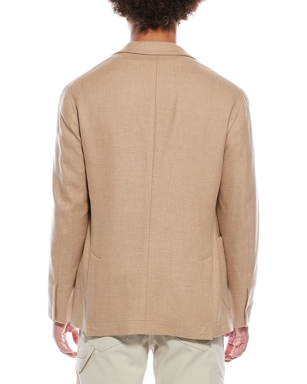 BRUNELLO CUCINELLI MEN'S CAMEL WOOL SILK BLAZER