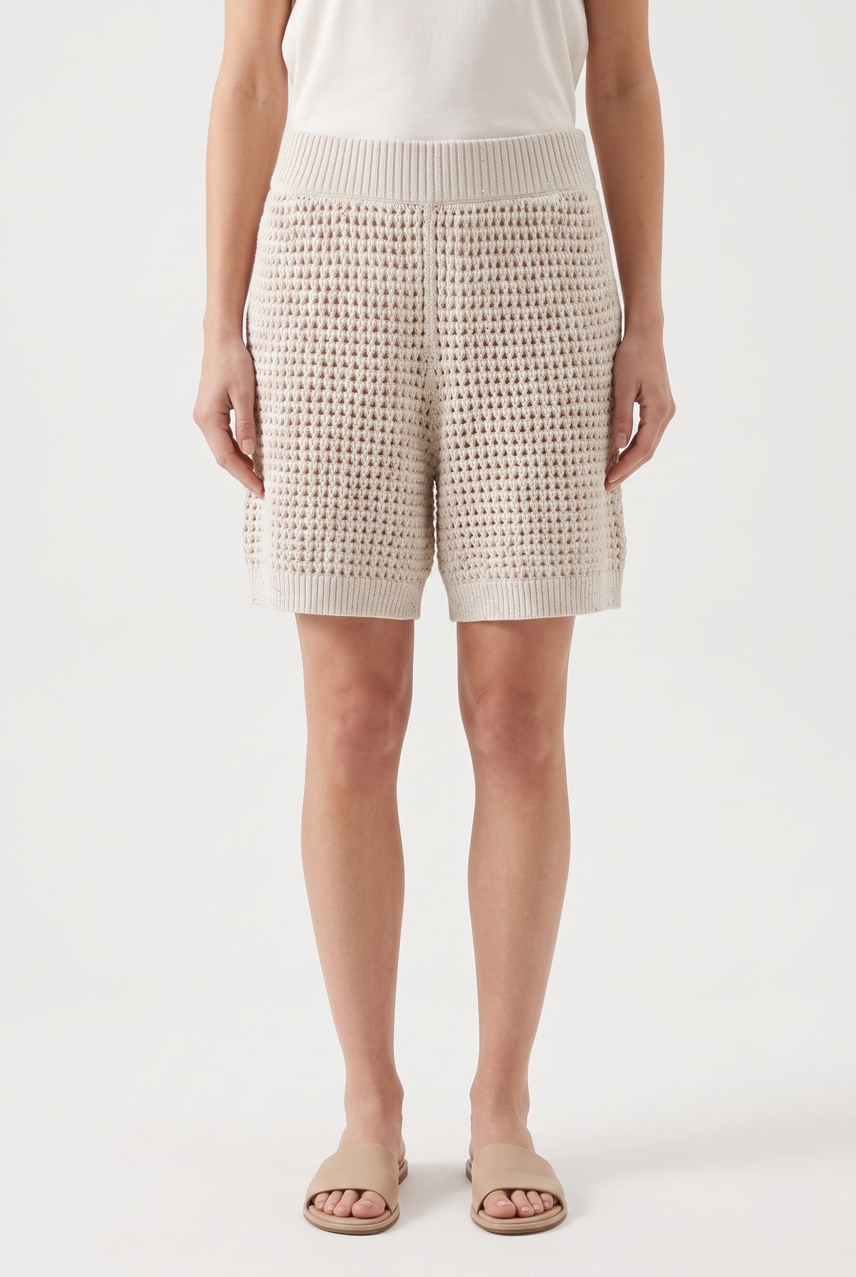 BRUNELLO CUCINELLI WOMEN'S OFF WHITE KNIT SHORTS