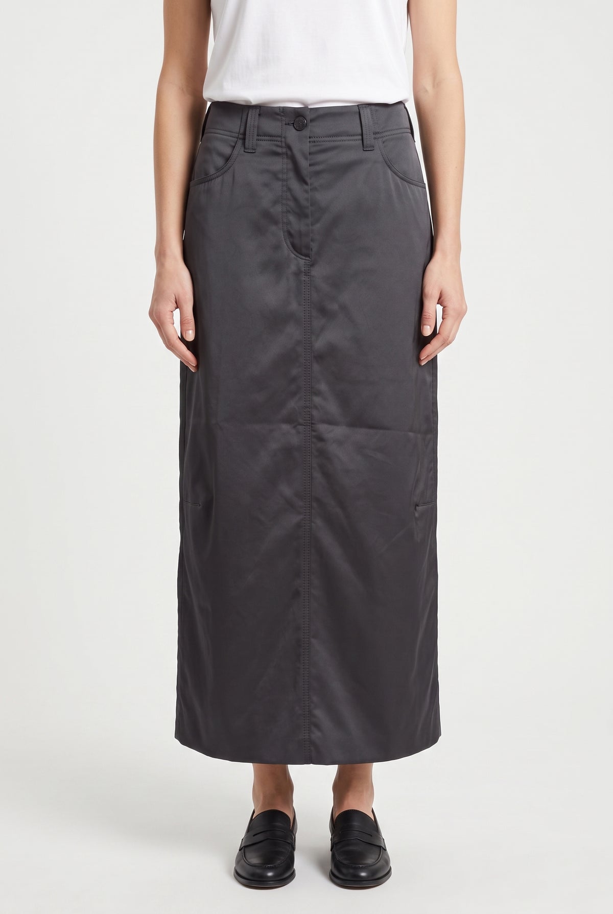 BRUNELLO CUCINELLI WOMEN'S DARK GREY MIDI SKIRT