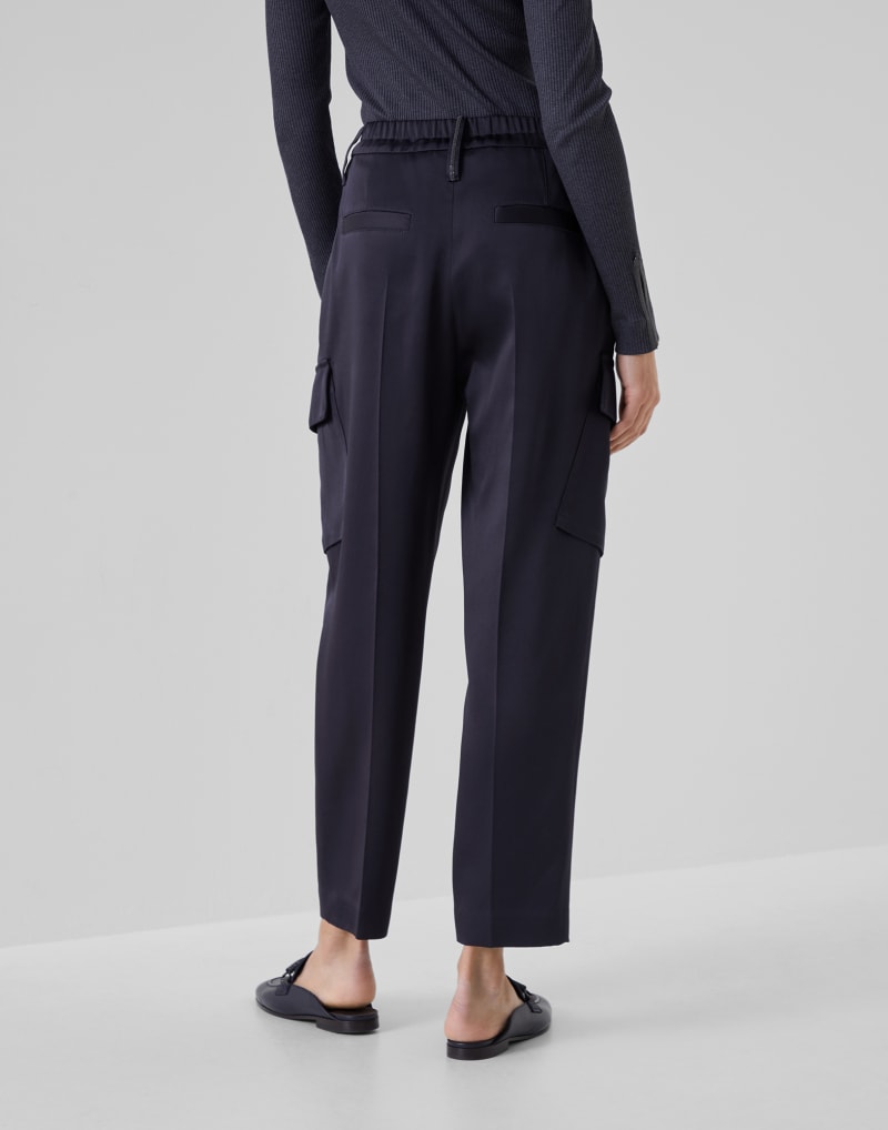BRUNELLO CUCINELLI WOMEN'S DARK BLUE CARGO TROUSERS