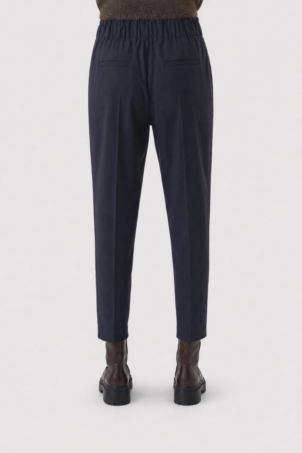 BRUNELLO CUCINELLI WOMEN'S NAVY WOOL BLEND TROUSERS