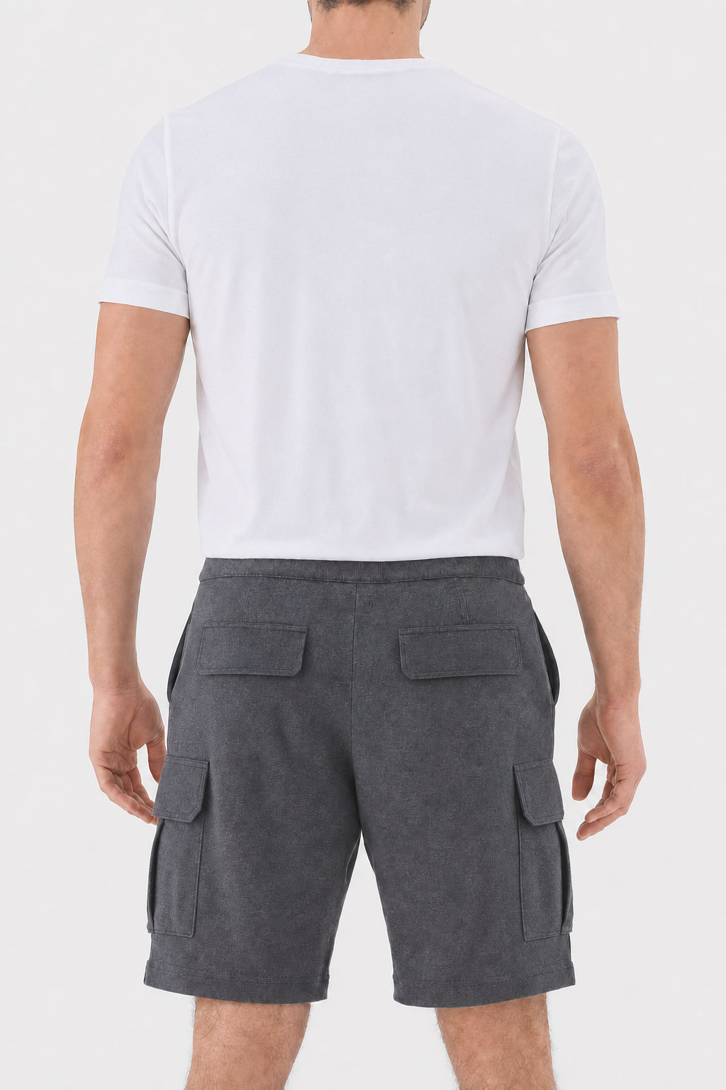 BRUNELLO CUCINELLI MEN'S DARK GREY COTTON CARGO SHORTS