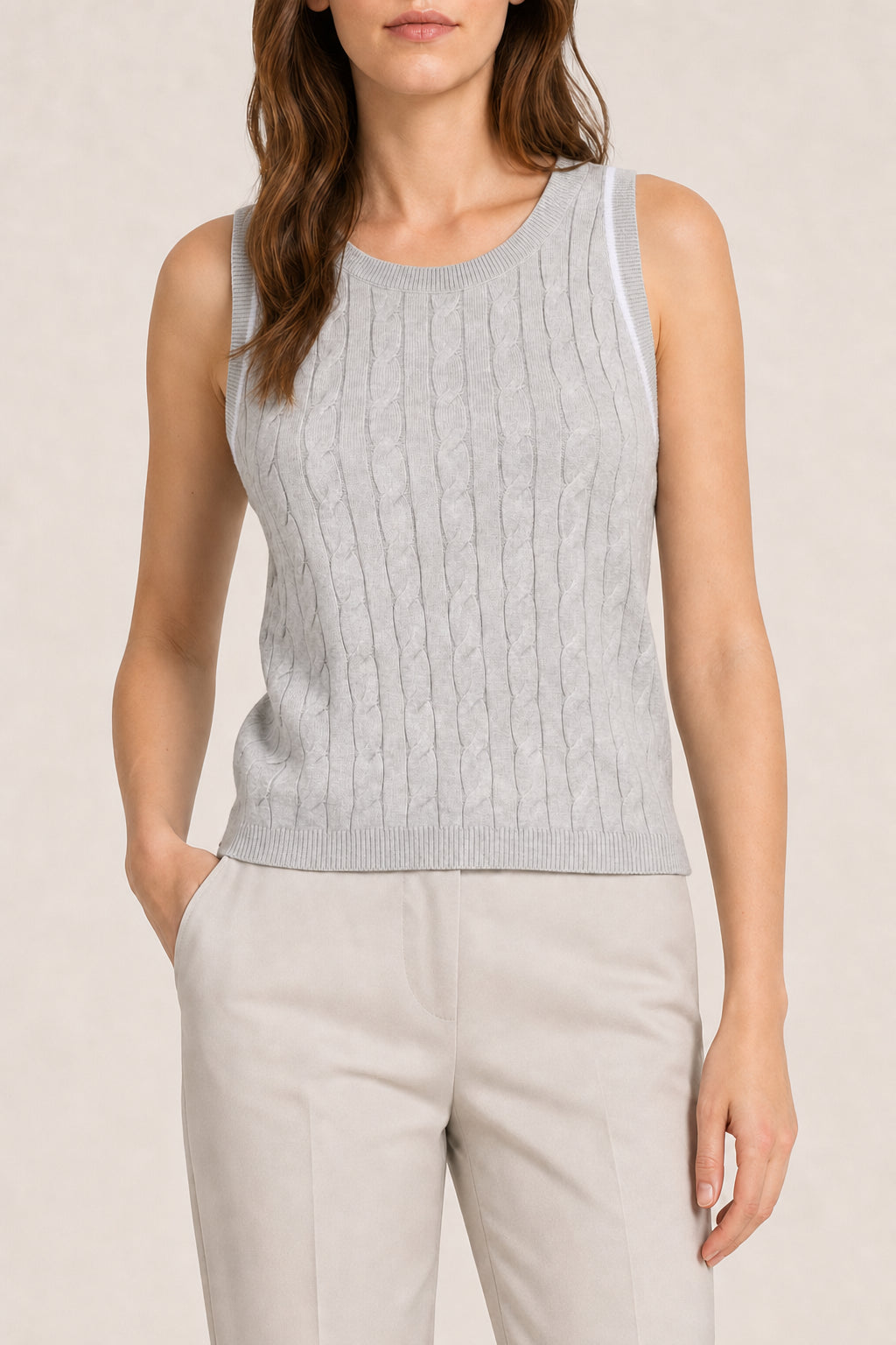 BRUNELLO CUCINELLI WOMEN'S NEBBIA BIANCO CABLE SWEATER