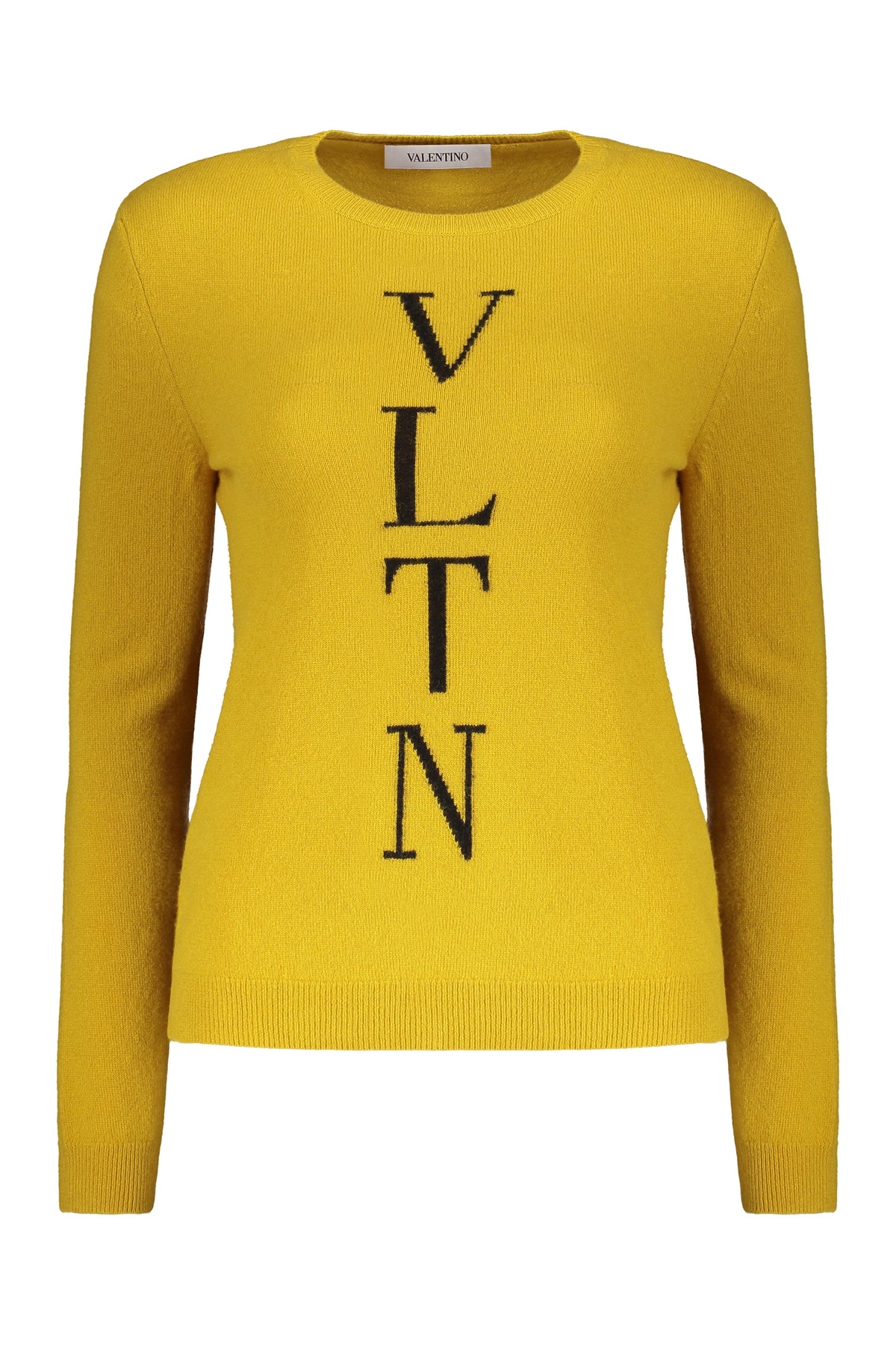 VALENTINO WOMEN'S MUSTARD WOOL CREWNECK SWEATER
