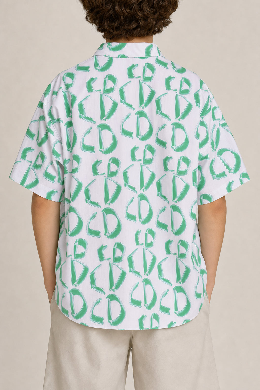 DIOR KIDS WHITE GREEN PRINTED SHIRT
