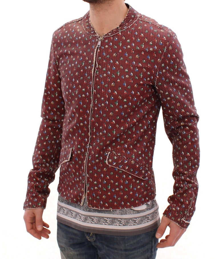 Dolce & Gabbana Bordeaux Leather Boxer Print Jacket Coat
