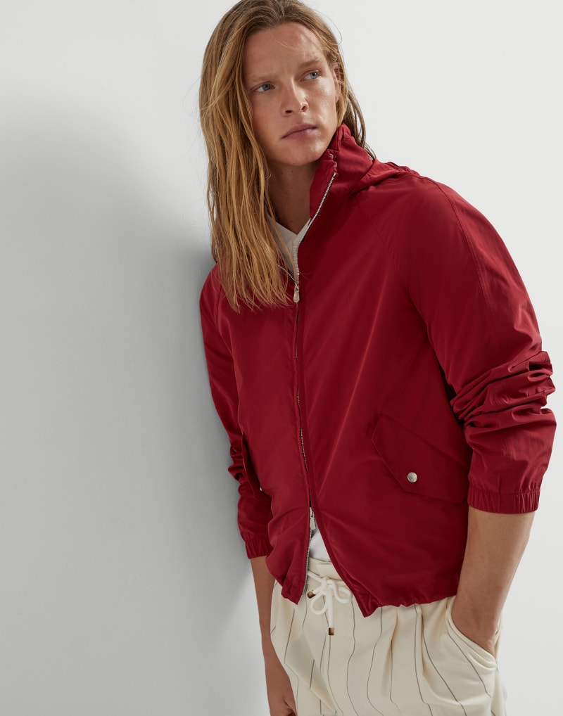 BRUNELLO CUCINELLI MEN'S CHERRY LIGHTWEIGHT ZIP FRONT JACKET