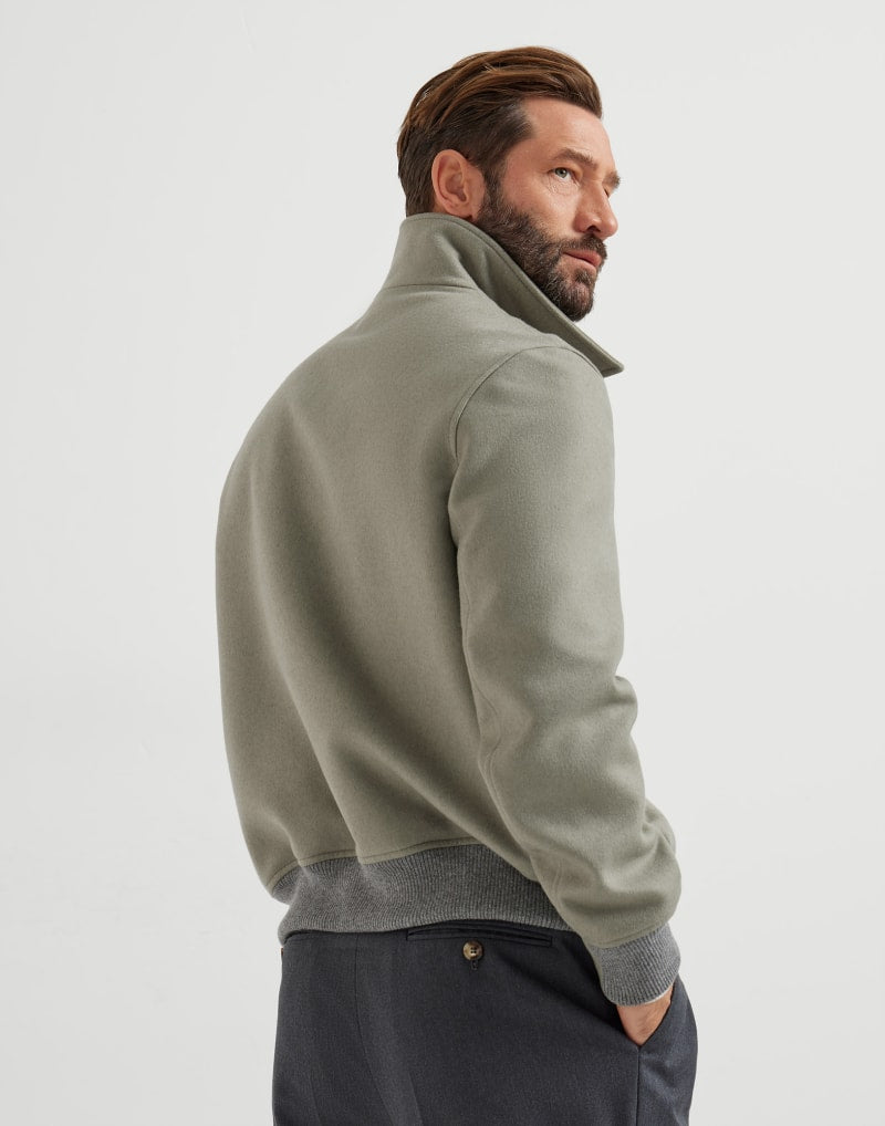 BRUNELLO CUCINELLI MEN'S OLD KAKY WOOL BOMBER JACKET