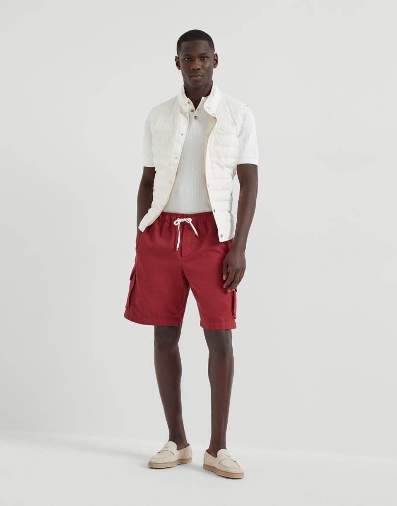 BRUNELLO CUCINELLI MEN'S CHERRY COTTON CARGO SHORTS
