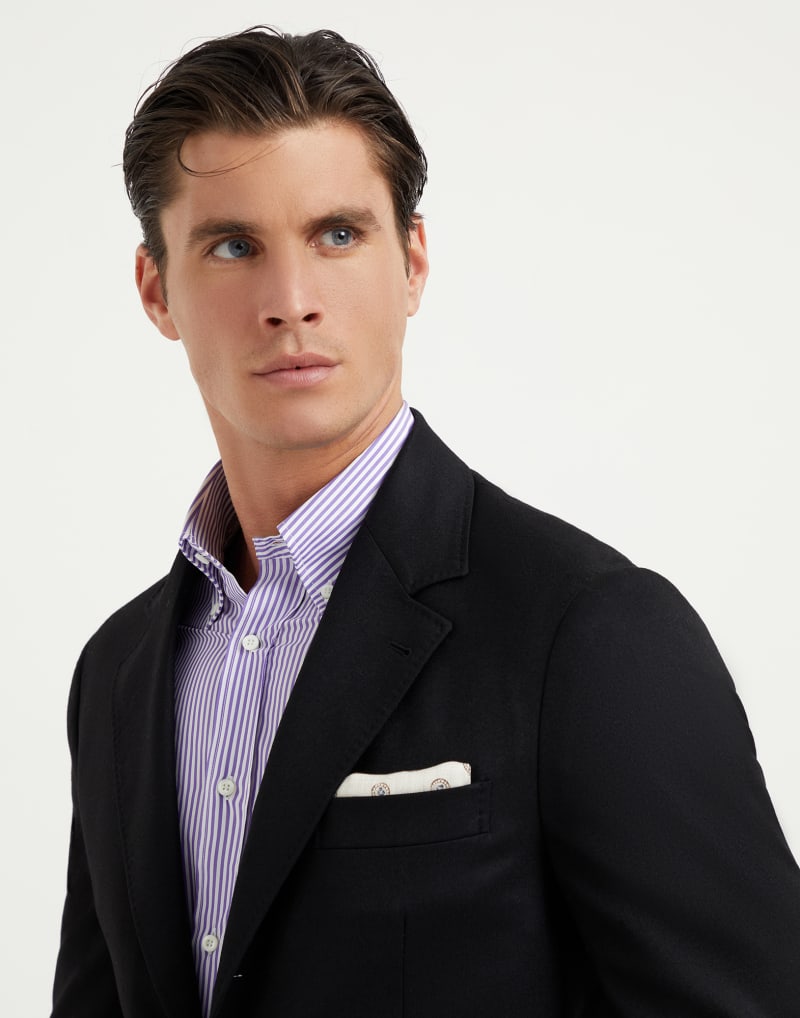 BRUNELLO CUCINELLI MEN'S BLACK WOOL TAILORED JACKET