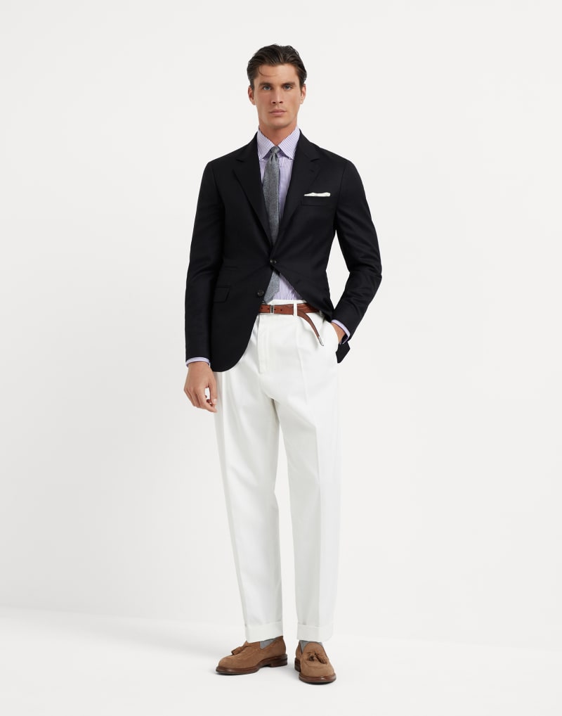 BRUNELLO CUCINELLI MEN'S BLACK WOOL TAILORED JACKET