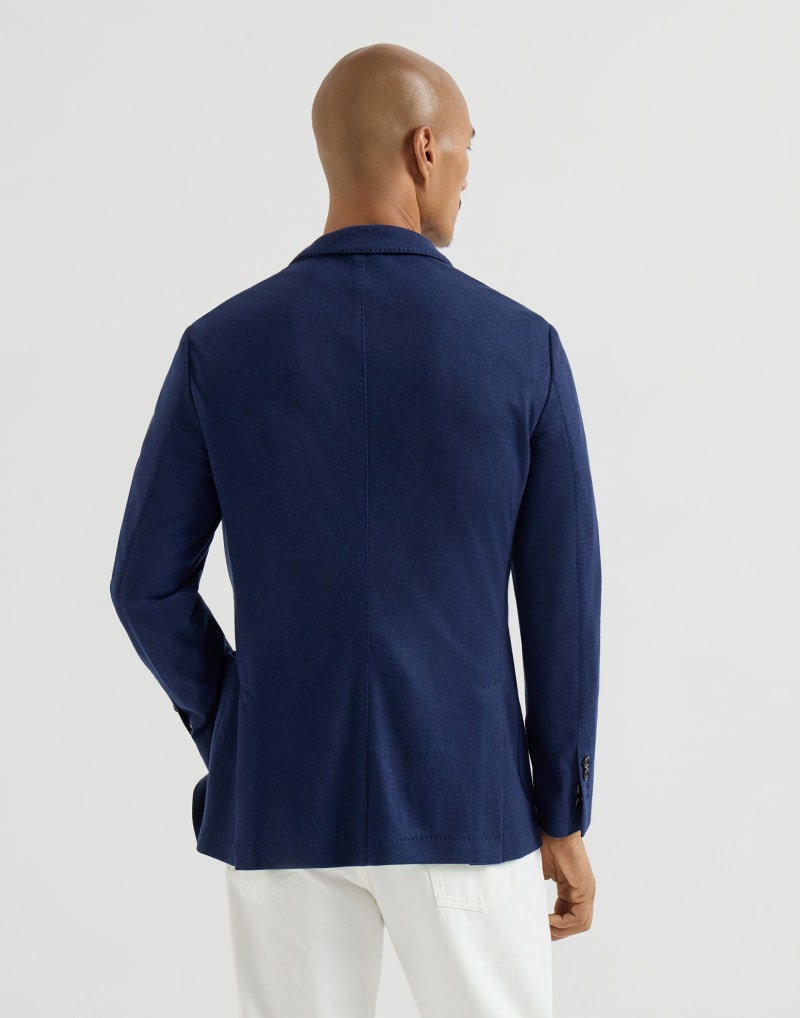 BRUNELLO CUCINELLI MEN'S COBALT BLUE WOOL KNIT BLAZER