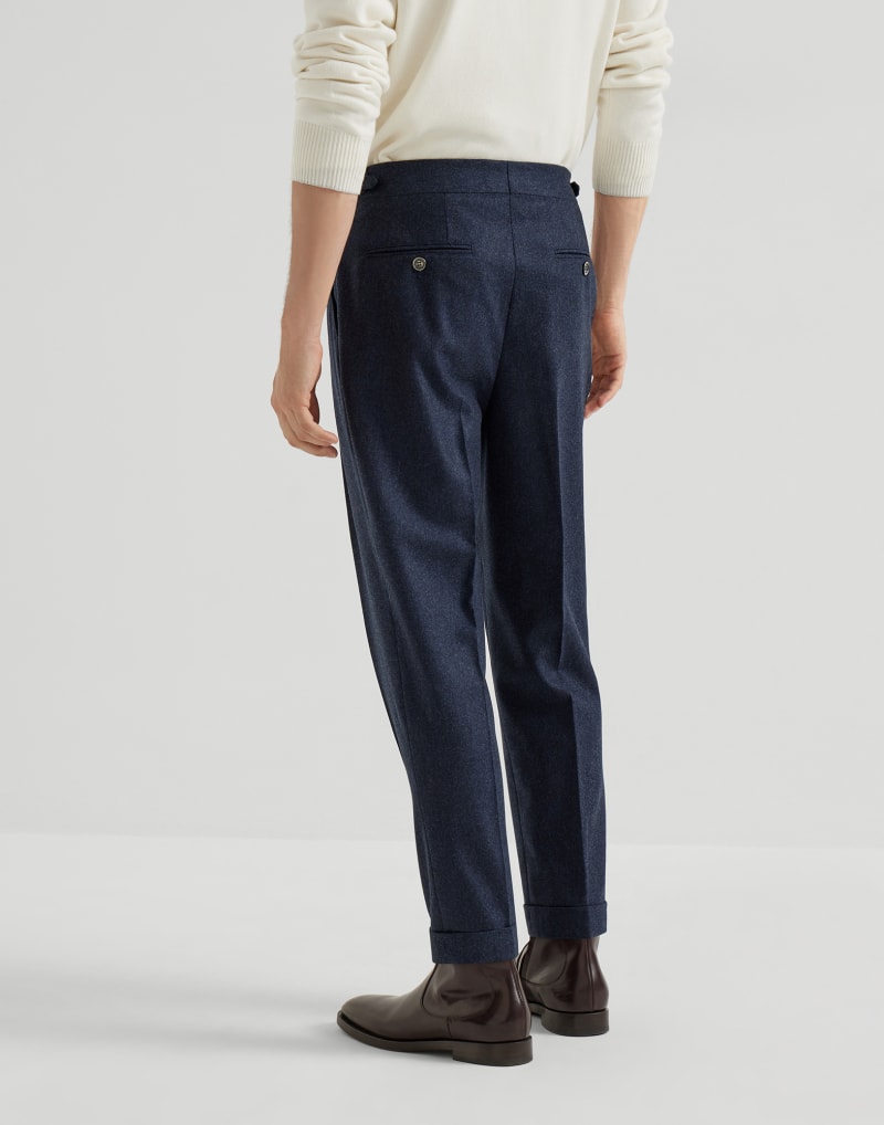 BRUNELLO CUCINELLI MEN'S NIGHT WOOL PLEATED TROUSERS
