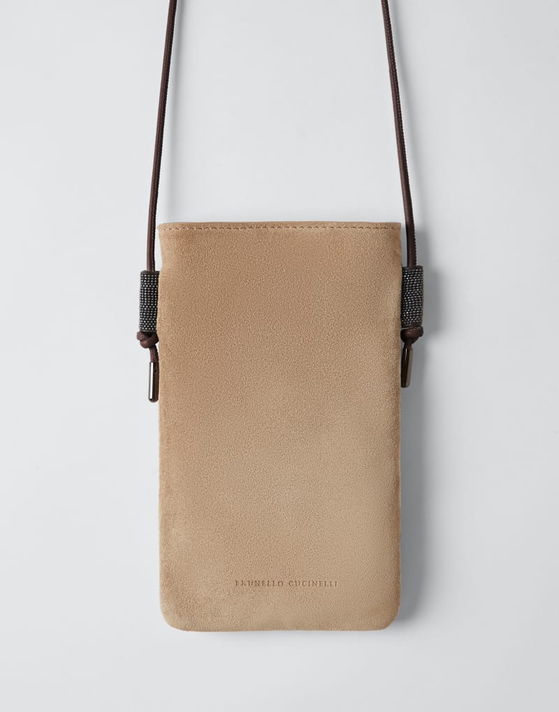BRUNELLO CUCINELLI WOMEN'S LIGHT BROWN SUEDE CROSSBODY BAG