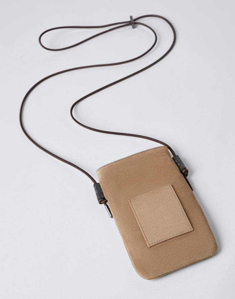 BRUNELLO CUCINELLI WOMEN'S LIGHT BROWN SUEDE CROSSBODY BAG