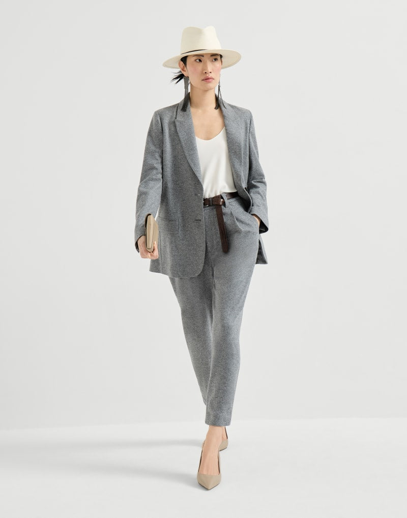 BRUNELLO CUCINELLI WOMEN'S DARK GREY WOOL RELAXED BLAZER
