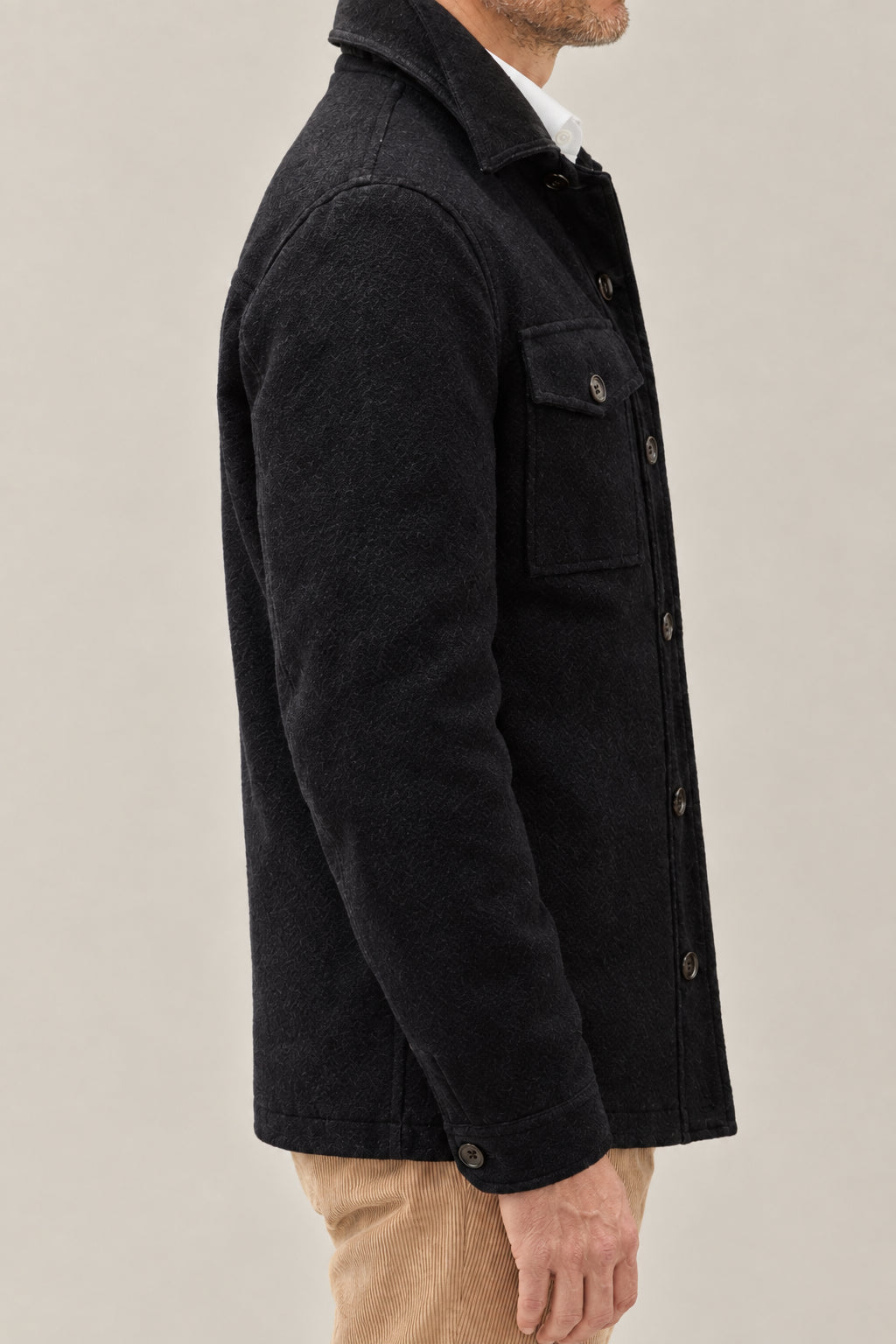 BRUNELLO CUCINELLI MEN'S BLACK WOOL BUTTON JACKET