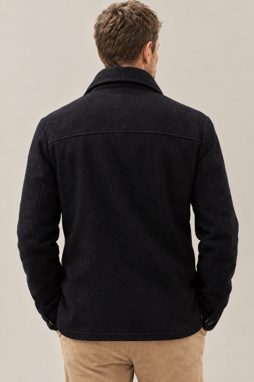 BRUNELLO CUCINELLI MEN'S BLACK WOOL BUTTON JACKET