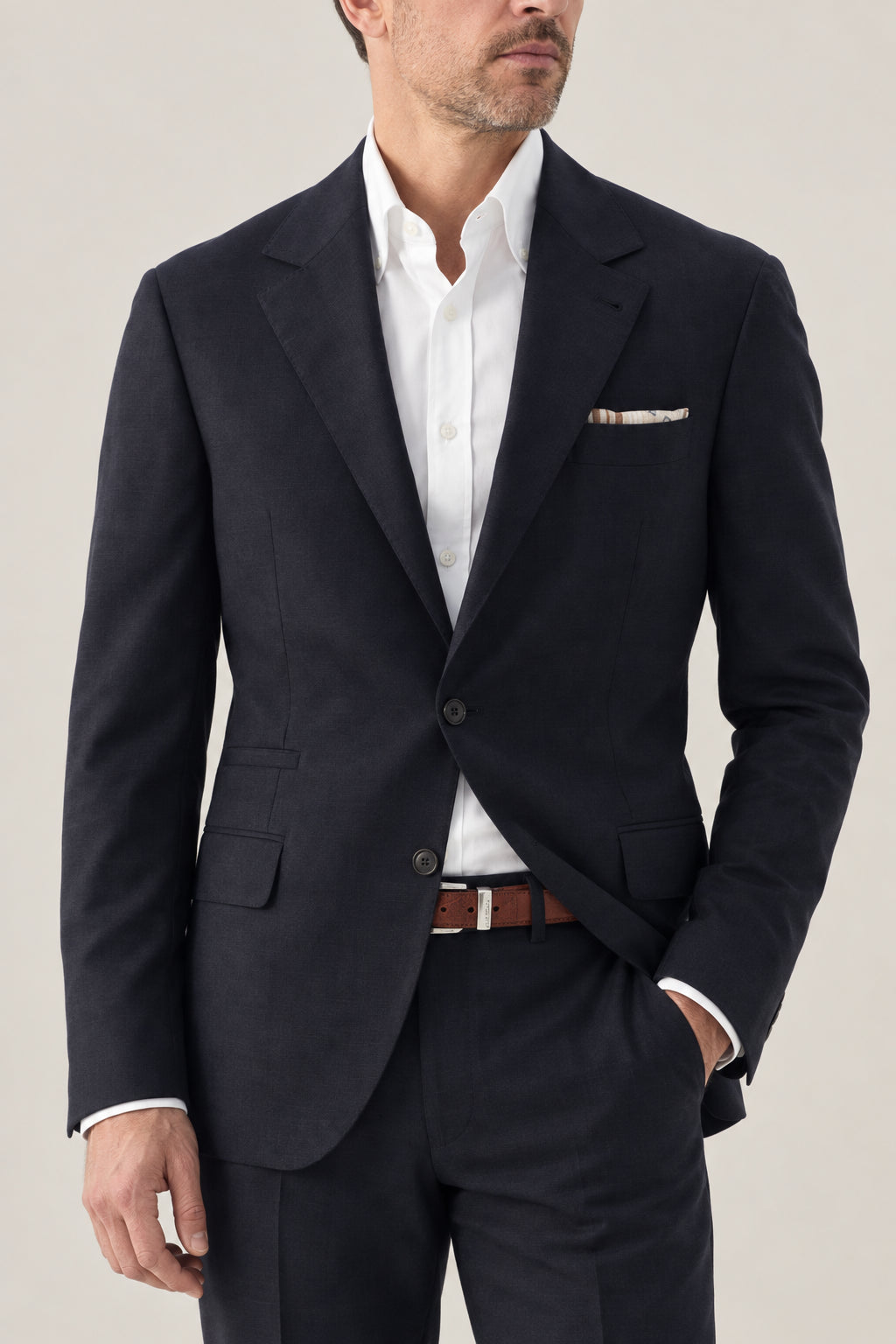BRUNELLO CUCINELLI MEN'S ANTHRACITE WOOL SILK BLAZER
