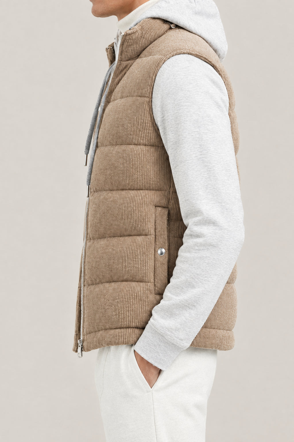 BRUNELLO CUCINELLI MEN'S BROWN WOOL PADDED JACKET