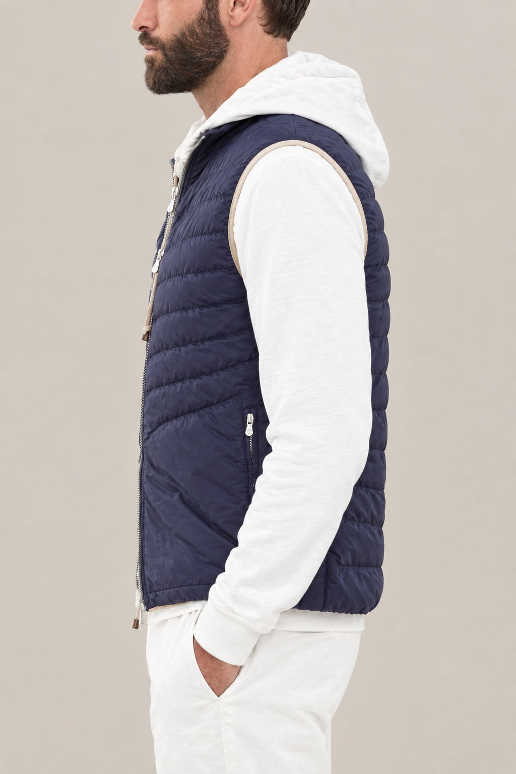 BRUNELLO CUCINELLI MEN'S MIDNIGHT BLUE QUILTED JACKET