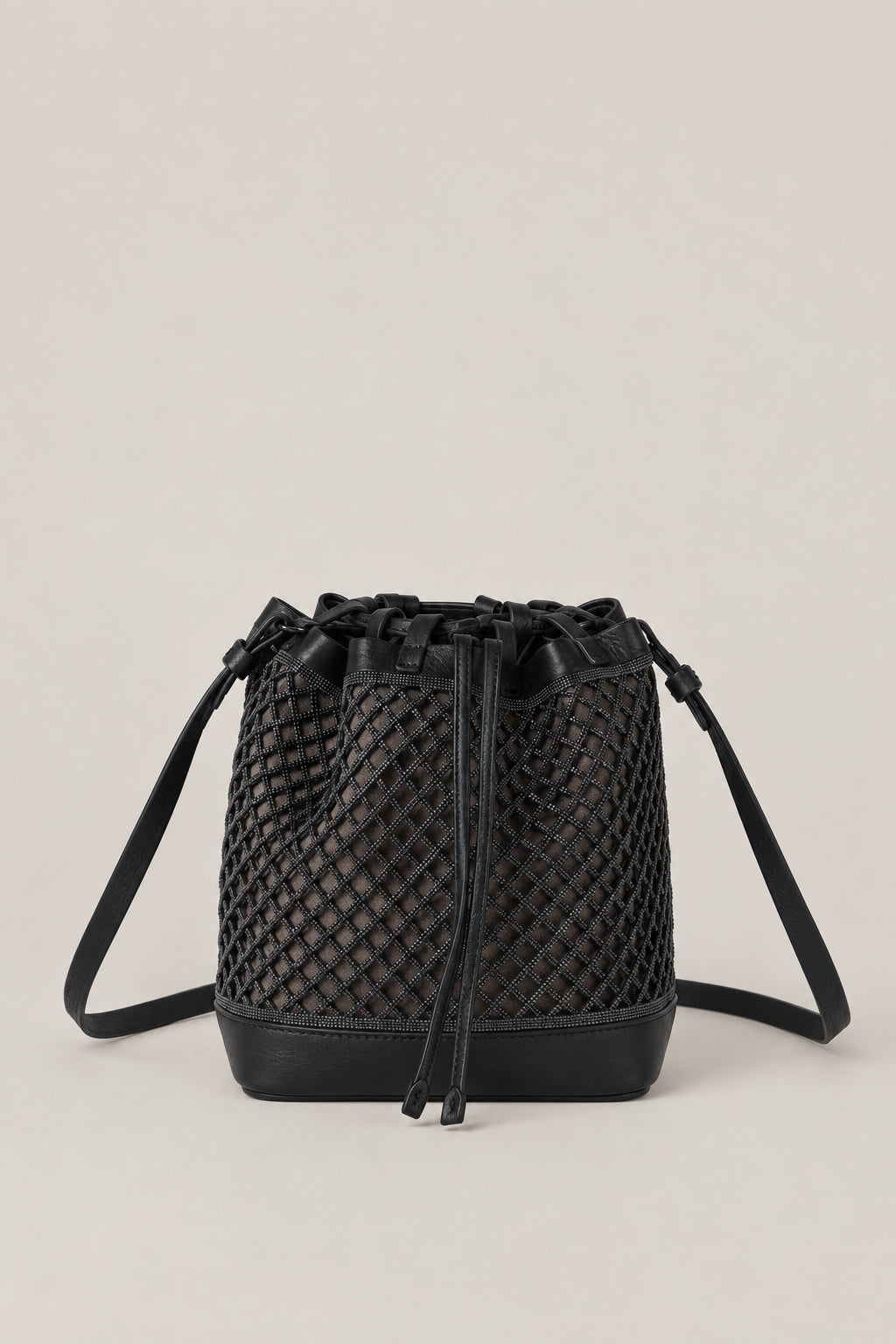 BRUNELLO CUCINELLI WOMEN'S BLACK LEATHER MESH BAG