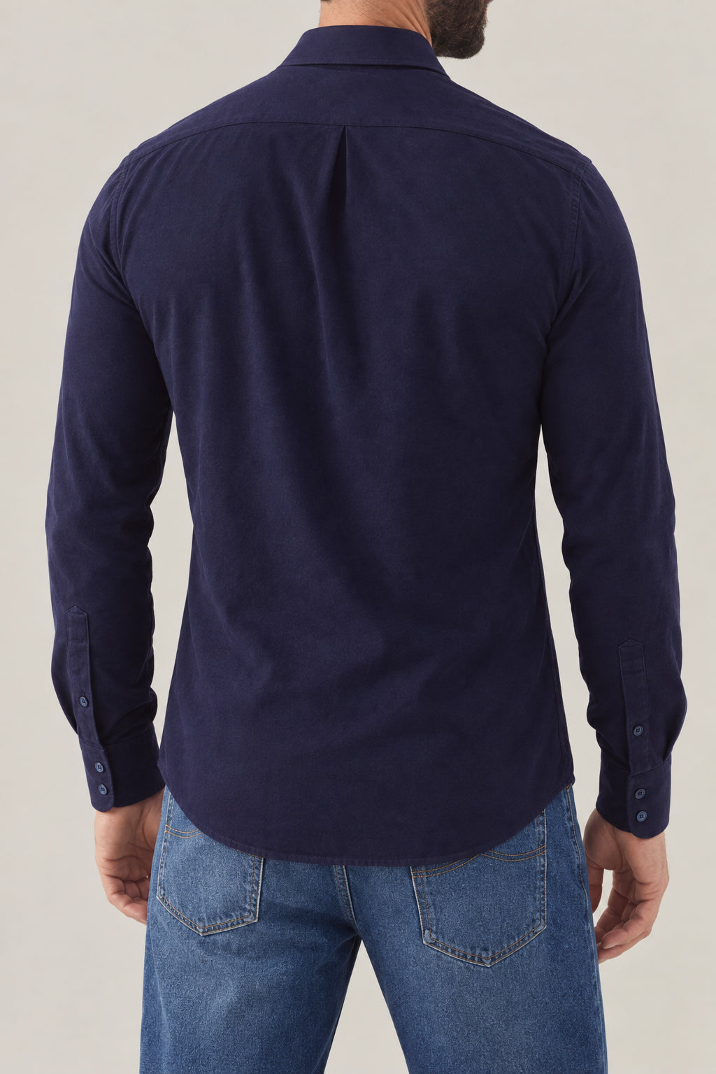 BRUNELLO CUCINELLI MEN'S NAVY COTTON BUTTON DOWN SHIRT